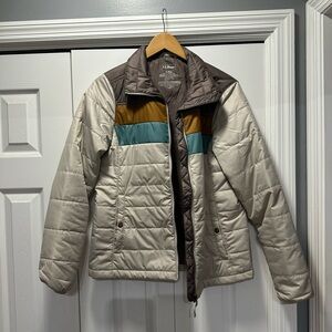 LL Bean tan Retro Jacket with Color Block size small